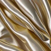 A background with silk white fabric luxurious gold textures. photo