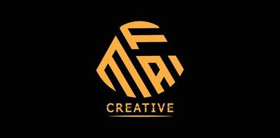 Creative MFA polygon letter logo design vector