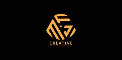 creativo mfj polígono letra logo diseño vector