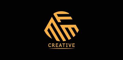 Creative MFM polygon letter logo design vector