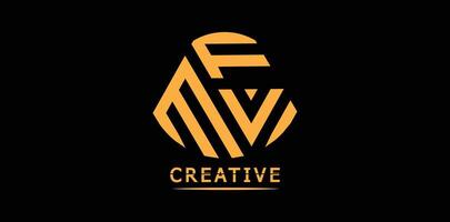 Creative MFV polygon letter logo design vector