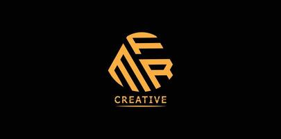 Creative MFR polygon letter logo design vector