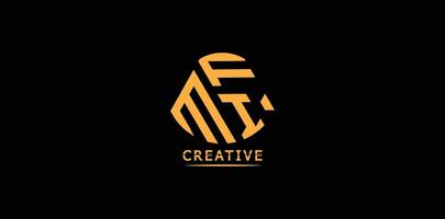 Creative MFI polygon letter logo design vector