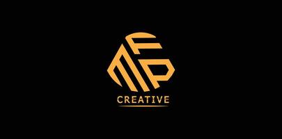 Creative MFP polygon letter logo design vector