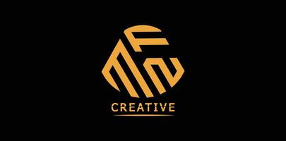 Creative MFN polygon letter logo design vector