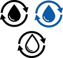 reciclar agua icono. agua soltar con circular flechas signo. renovar de líquido símbolo. plano estilo. vector