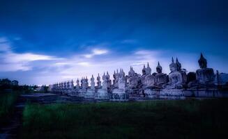 Many Statue buddha image at night in southen of Thailand photo