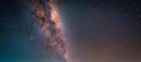 Landscape with Milky way galaxy. Night sky with stars photo