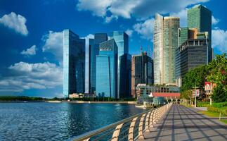 Singapore city skyline of business district downtown in daytime. photo