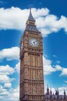 Big Ben on blue sky background in London, UK. photo