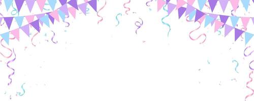 Banner with garland hanging flag and confetti for mother day, father day, party, birthday, festival and holiday vector