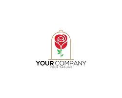 beauty rose feminine logo design elegant minimalist template. vector