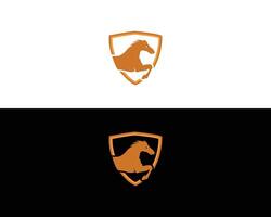 Shield horse jumping logo design template. vector