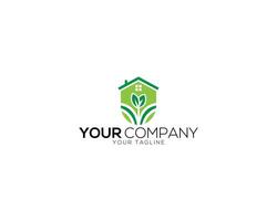 Nature house with green farm logo icon template design. vector
