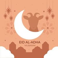 Eid Al Adha mubarak illustration template background. Greeting card islamic design vector