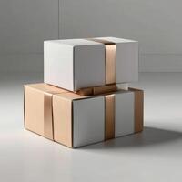 Premium quality pure white product package box with natural light, ultra clear, digital render. photo