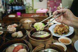 Dim sum, steamed cooked food It is an East Asian appetizer. photo