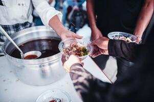 free food for poor and homeless people. Food concept of hope photo