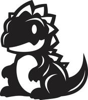 Adorable Dino Joy Black Cartoon Adorable Dino Delight Black vector