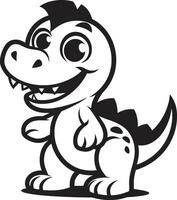 Dino Delightful Cute Black Cheerful Dino Charm Black vector