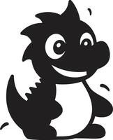 Tiny T Rex Treasures Black Cartoon Whimsical Dino Chic Cute Black vector