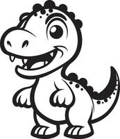 Playful Dino Charm Black Smiling Dino Chic Black Cartoon vector