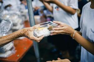 free food for poor and homeless people. Food concept of hope photo