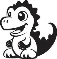 sonriente dino encanto negro juguetón dino elegante linda negro vector