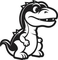 Lovely Dino Whimsy Cute Black Playful Dino Charm Black vector