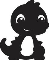 Whimsical Dino Elegance Black Charming Dino Chic Cute Black Cartoon vector