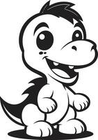 Sweet Dino Hug Cute Black Cartoon Dino Cuteness Black vector