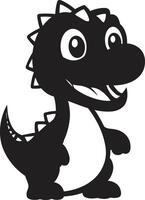 Cheerful Dino Charm Cute Black Joyful Dino Hug Black vector