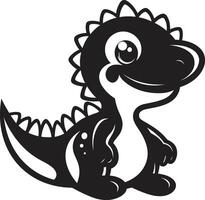 Dino Hug Delight Black Adorable Dino Joy Cute Black vector