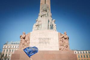 Freedom Monument, Riga, Latvia Symbol of Independence in Clear Day Shot photo