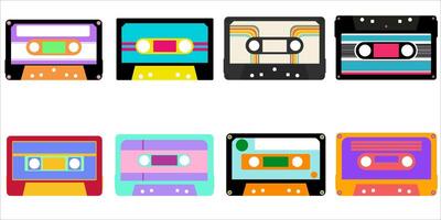 conjunto de casete cinta para retro ilustración vector