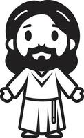 Divine Joy Cute Black Jesus Gentle Blessing Cartoon Jesus vector