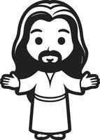 Messiahs Radiance Cute Black Heavenly Compassion Cartoon Jesus vector