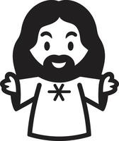 Messiahs Smile Cute Black Eternal Compassion Cartoon Jesus vector