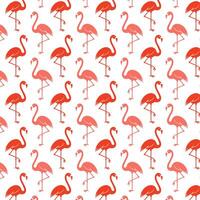 Pink flamingo on white regular seamless pattern. Tropical trendy background for print, clothing, packaging and postcard. Exotic Hawaii art. Cartoon vector