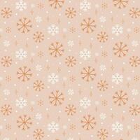 Christmas snowflakes seamless pattern. White and golden snowflakes on beige background. Beautiful modern winter holiday design. vector