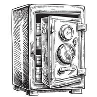 Retro safe bank sketch hand drawn in doodle style illustration vector