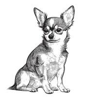 chihuahua perro bosquejo ,dibujado en garabatear estilo ilustración vector