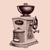 Coffee grinder vintage sketch hand drawn Coffee illustration vector