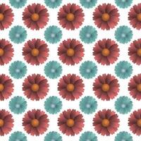red and blue flower seamless pattern vector