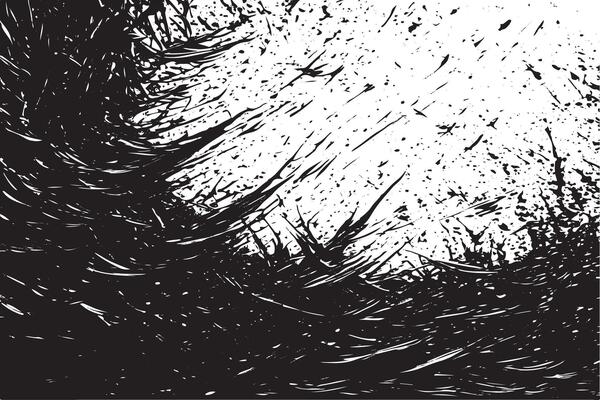 black grunge gritty scratched texture on pure white canvas background texture