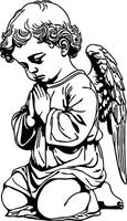 Praying baby cherub angel illustration vector