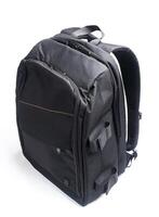 Black backpack style square shape on white background. photo