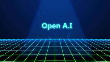 Open ai holografische titel met digitaal achtergrond video