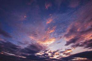 Evening sky after sunset with colorful clouds. photo