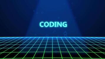 CODING HOLOGRAPHIC TITLE WITH DIGITAL BACKGROUND video